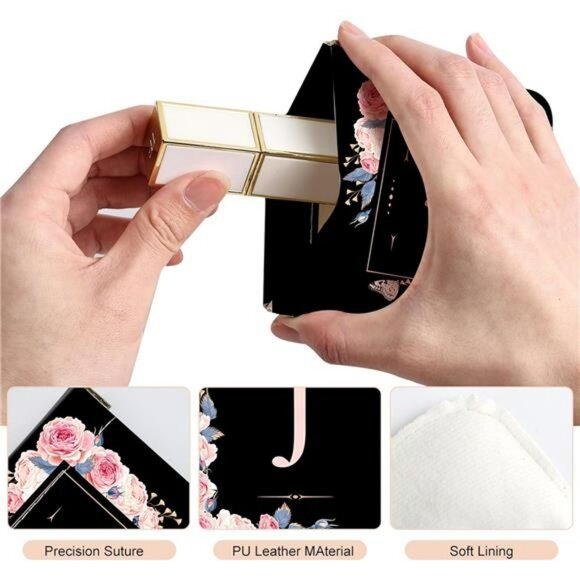 Small leather coin purse pouch mini change wallet cosmetic bag with initial J - Picture 3 of 8